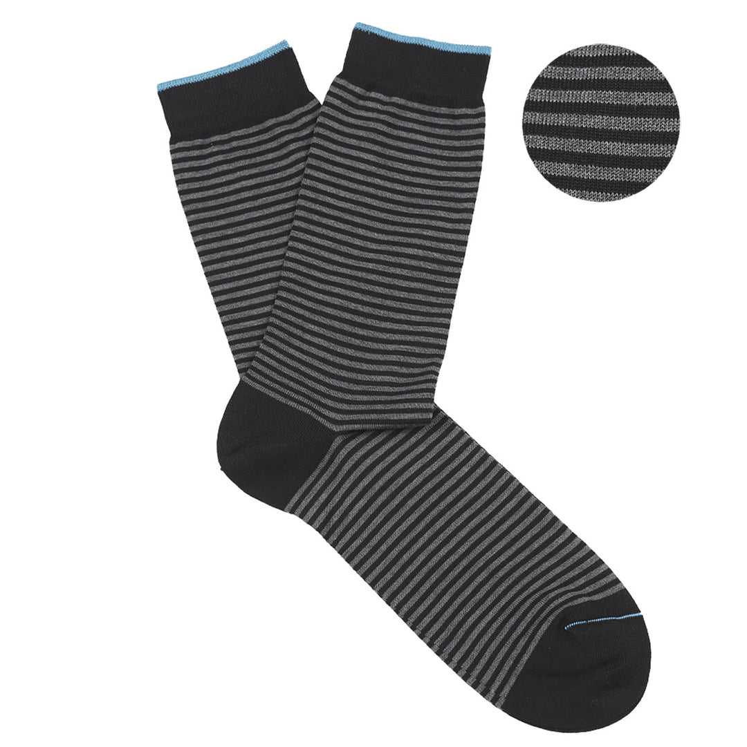 Calza Corta - rigata Nero/Grigio -