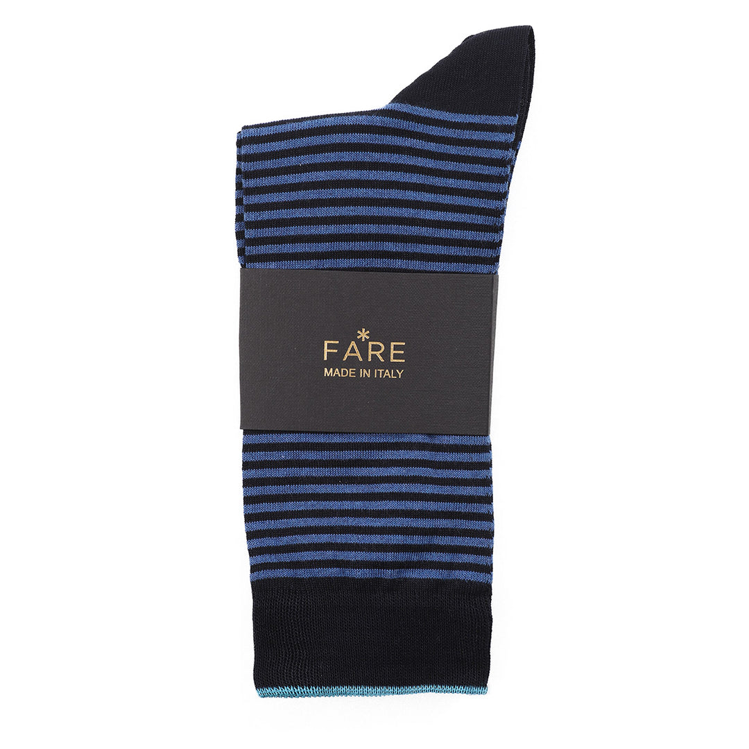 Calza Corta - rigata Blu/Avio -