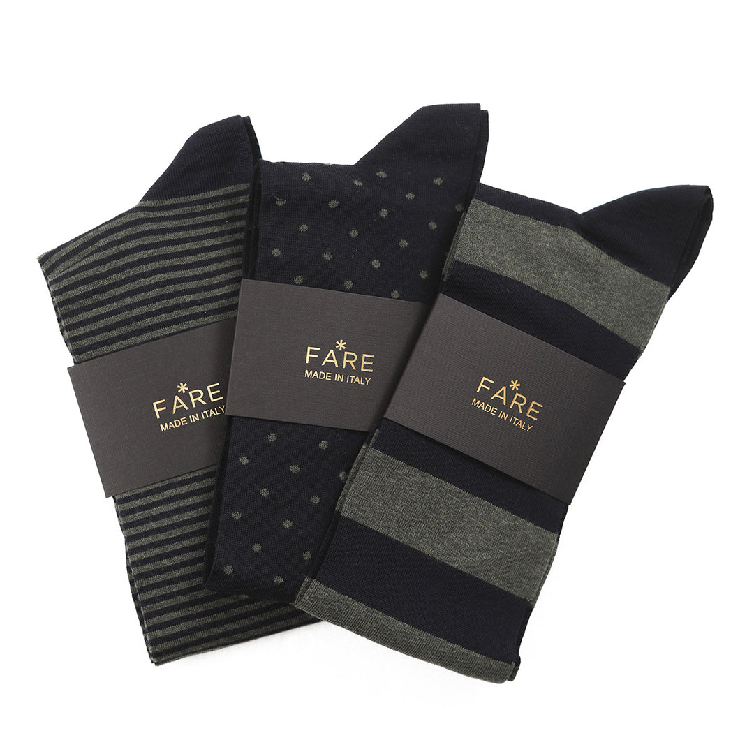 Kit 3 paia Calze Lunghe - fantasie assortite verdi -