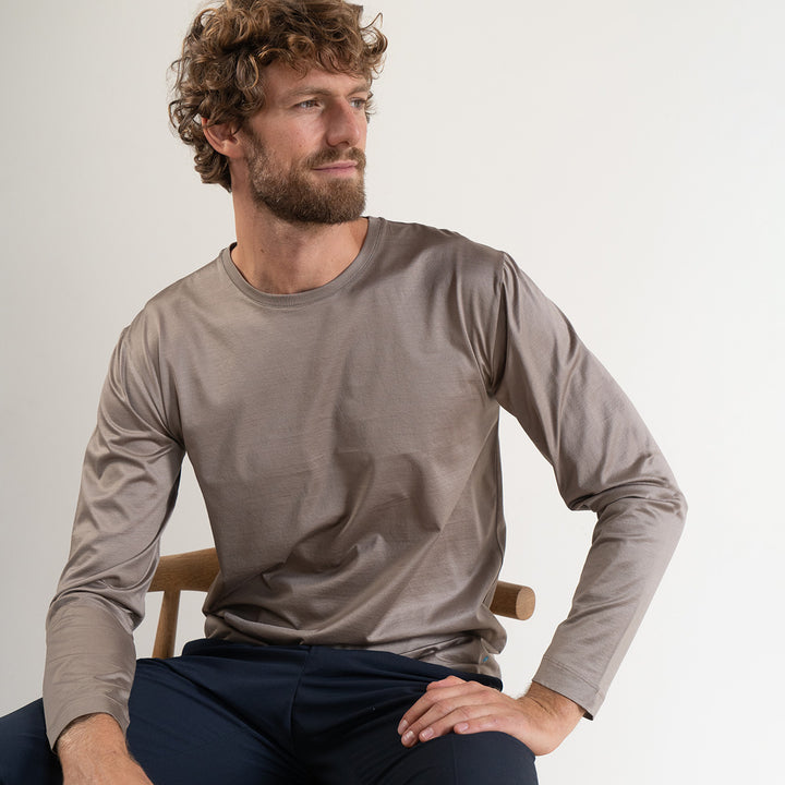 T-shirt Crew Neck Long Sleeve - sand -
