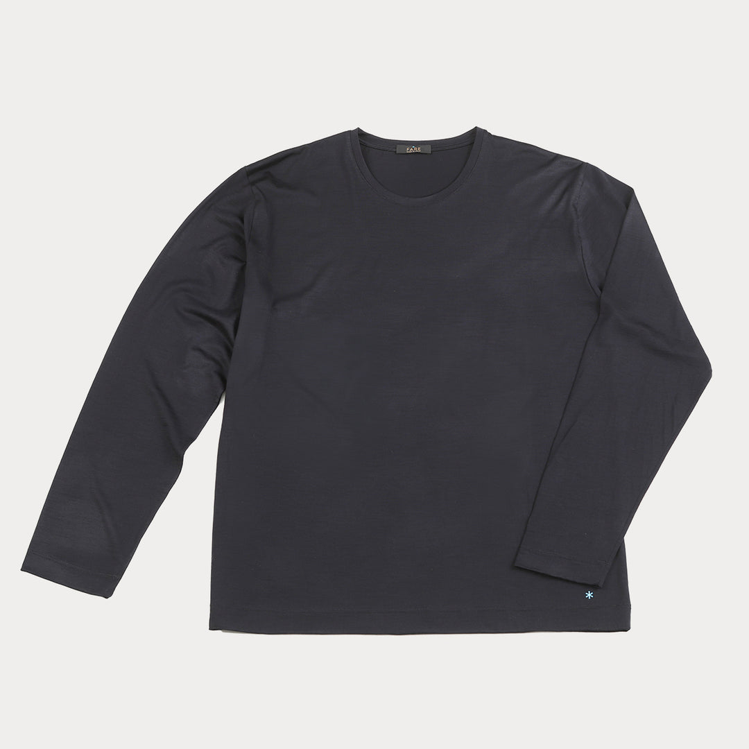 T-Shirt in lana Manica Lunga - blu -