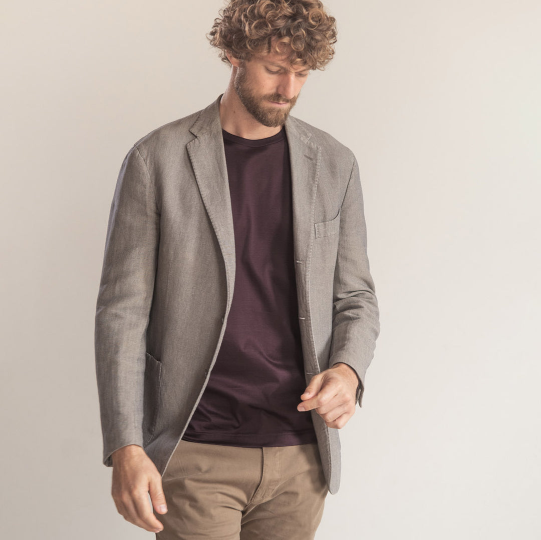 T-shirt Crew Neck Long Sleeve - burgundy -