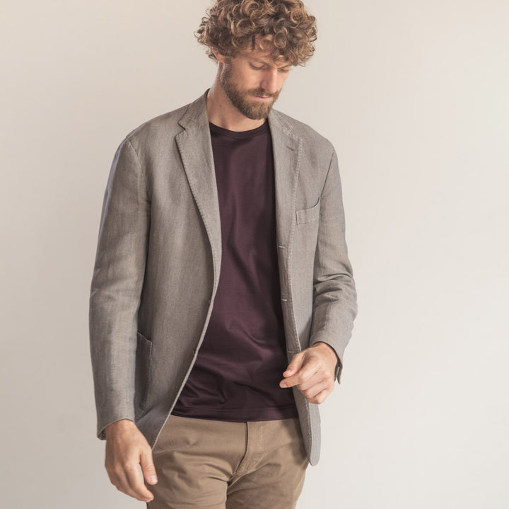 T-shirt Crew Neck Long Sleeve - burgundy -