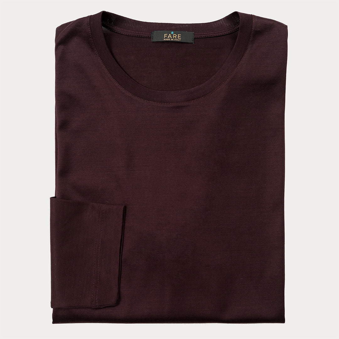 T-shirt Crew Neck Long Sleeve - burgundy -