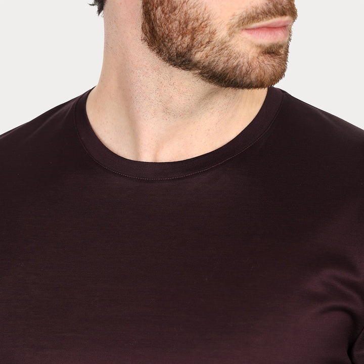 T-shirt Crew Neck Long Sleeve - burgundy -
