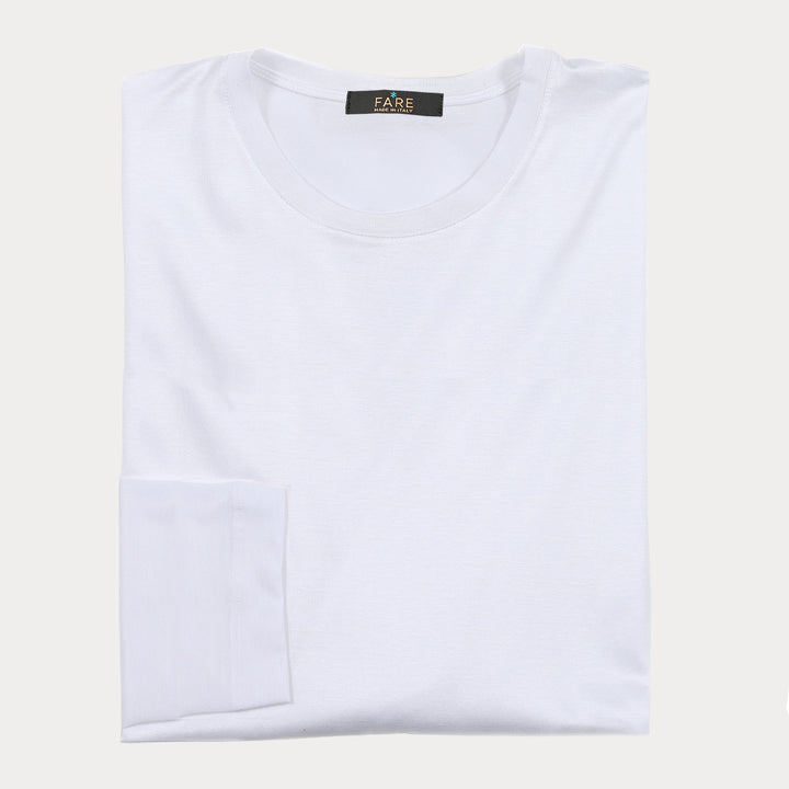 T-shirt Crew Neck Long Sleeve - white -