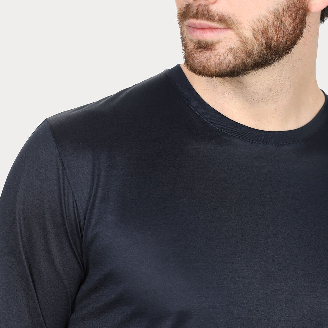 T-shirt Crew Neck Long Sleeve - blue -