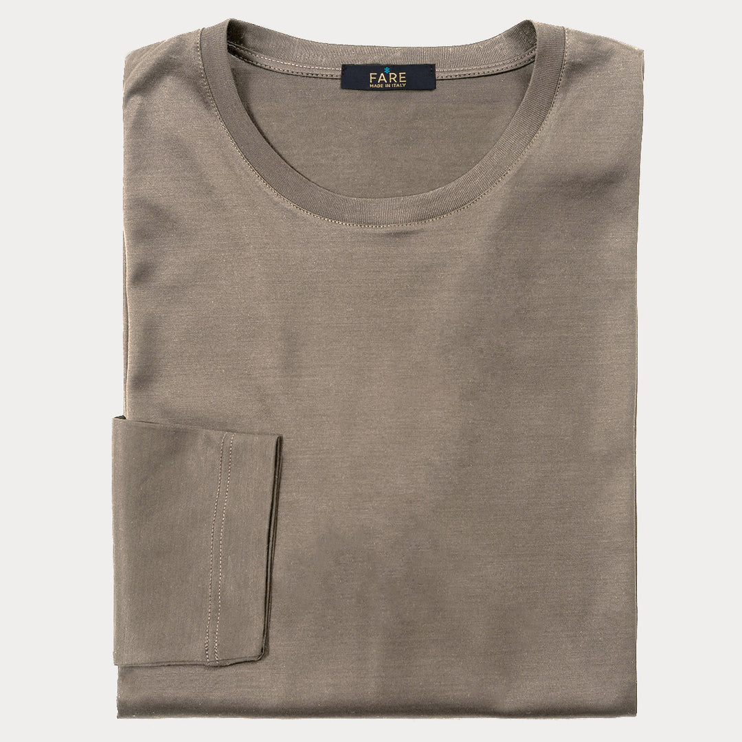 T-shirt Crew Neck Long Sleeve - sand -