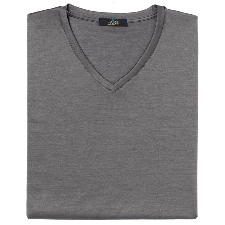 T-Shirt Manica Corta Scollo V - grigio -