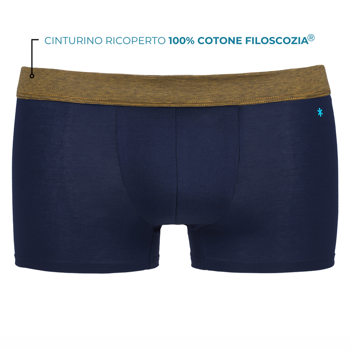 Boxer - blu cinturino ocra -