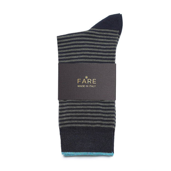 Calza Corta - rigata Blu/Verde -