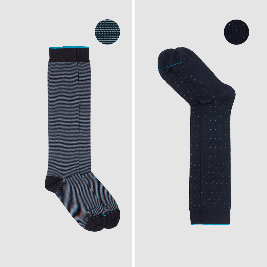 Kit 2 paia Calze Lunghe - assortite Blu/Azzurro -