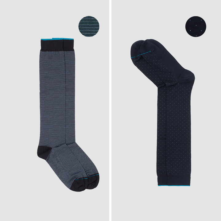 Kit 2 paia Calze Lunghe - assortite Blu/Azzurro -