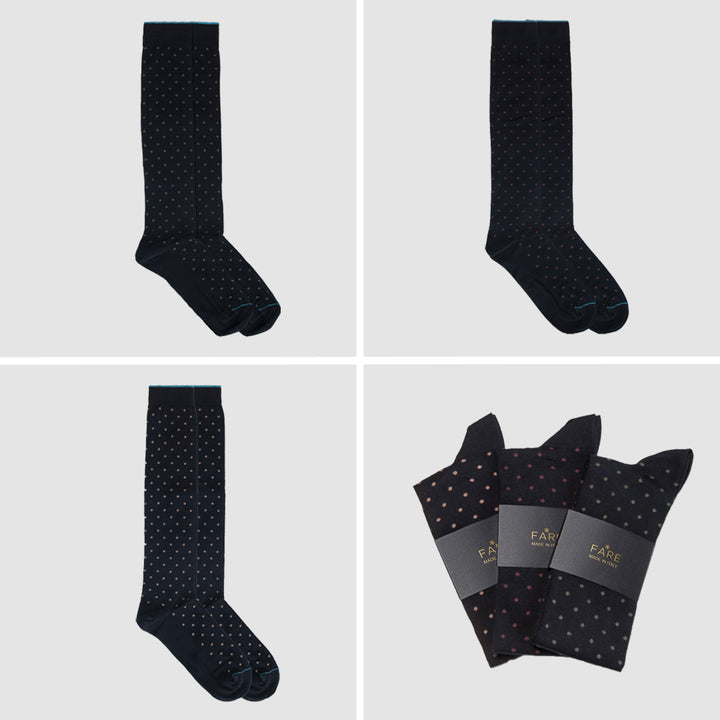 Kit 3 paia Calze Lunghe - Pois assortiti -