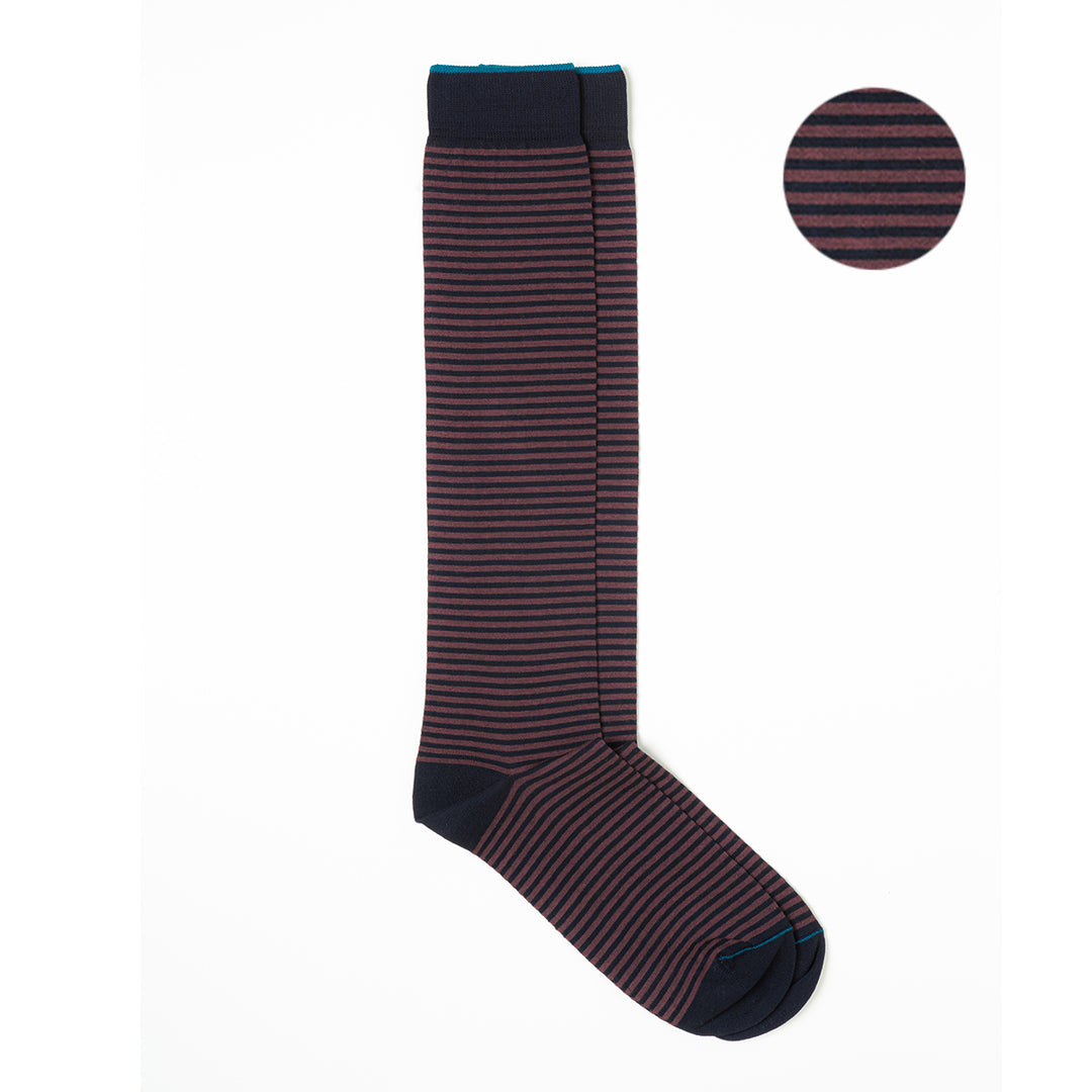 Calza Lunga - rigata Blu/Prugna -