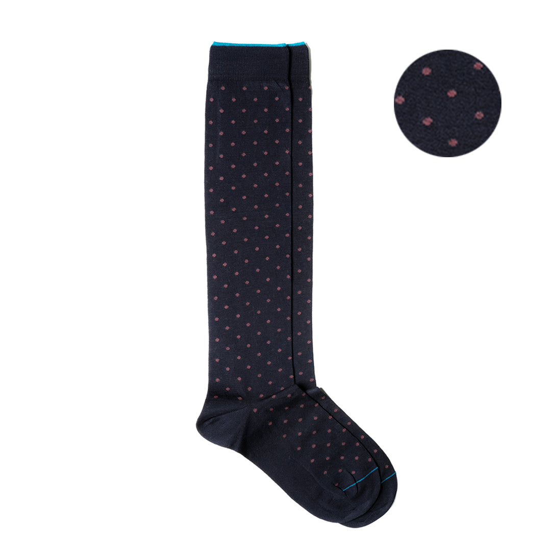 Calza Lunga - pois Blu/Prugna -
