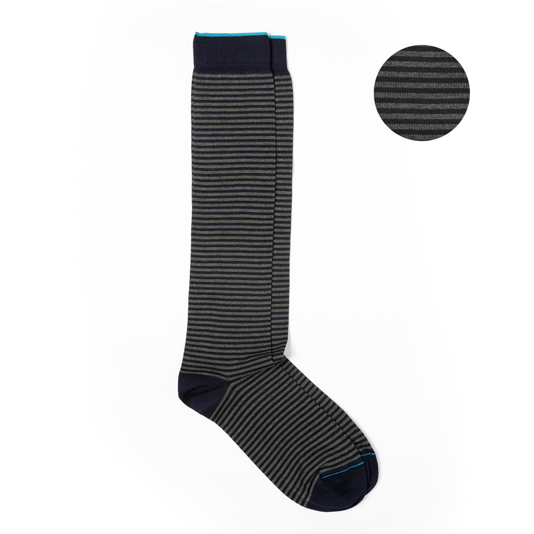 Calza Lunga - rigata Blu/Verde -