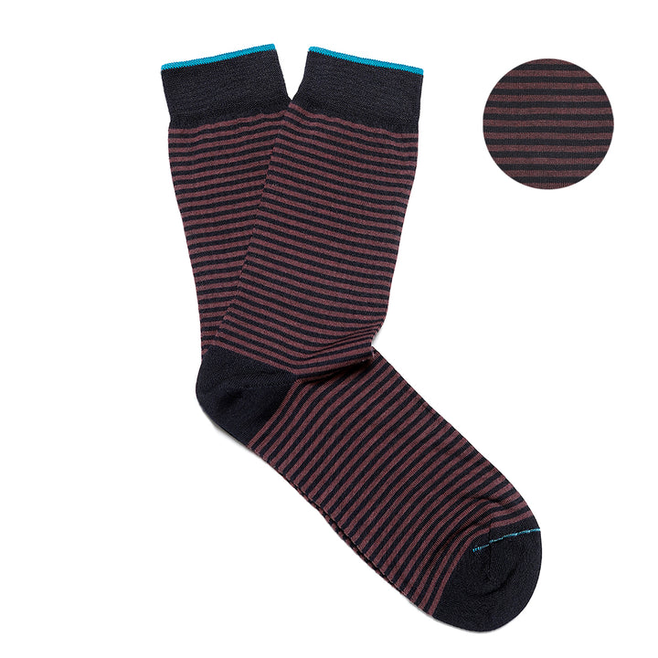 Calza Corta - rigata Blu/Melanzana -