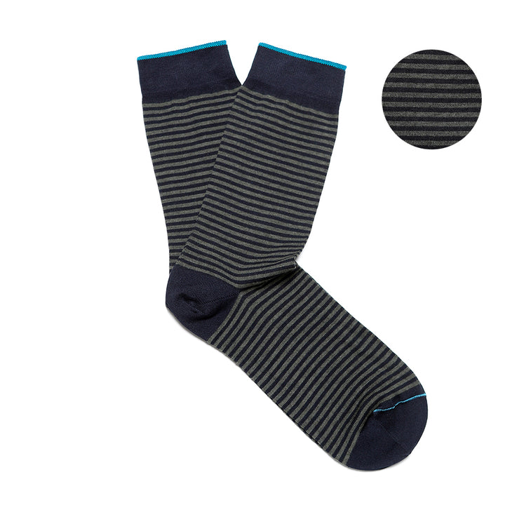 Calza Corta - rigata Blu/Verde -