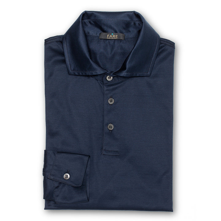 Polo Manica Lunga - blu -
