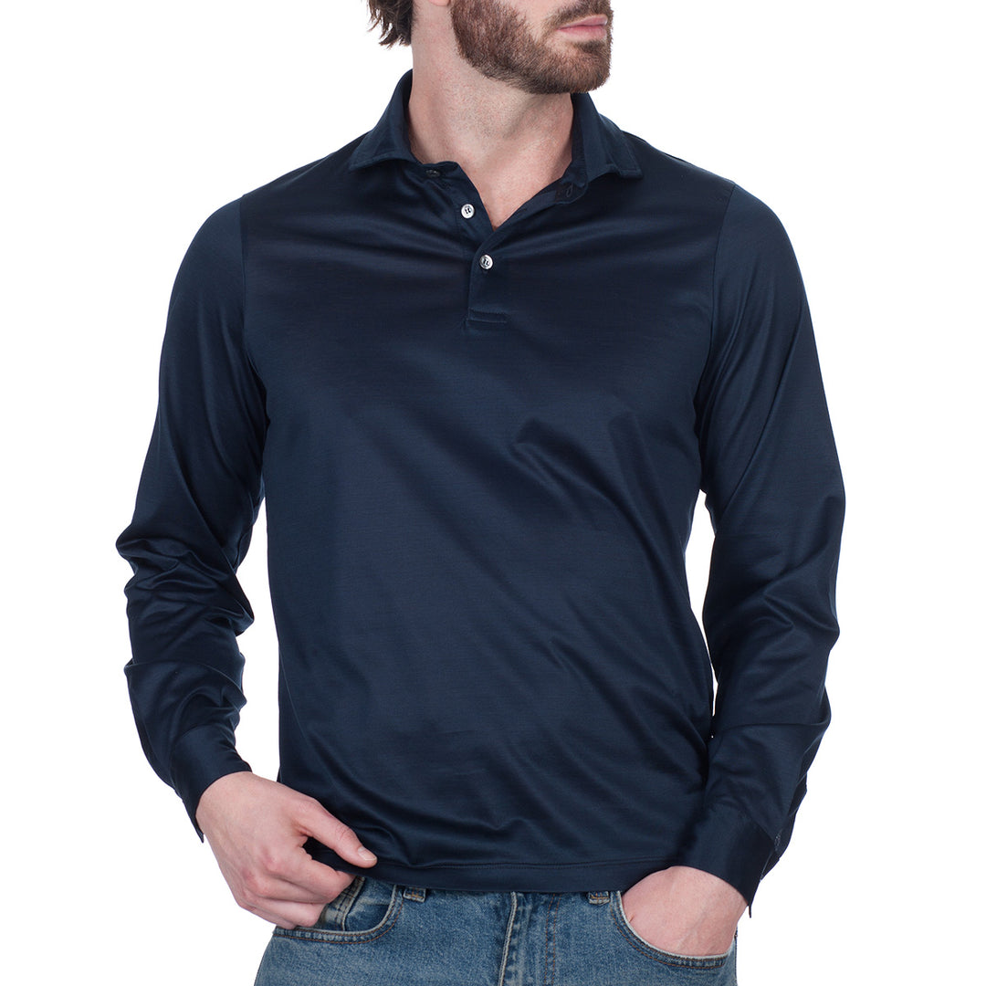 Polo Manica Lunga - blu -