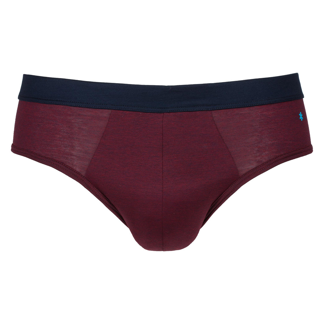 Briefs  - fil à fil burgundy waistband plain -