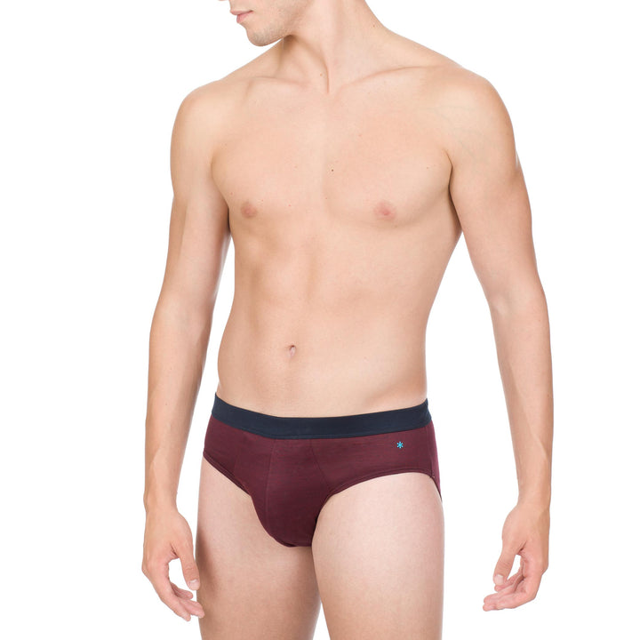 Briefs  - fil à fil burgundy waistband plain -