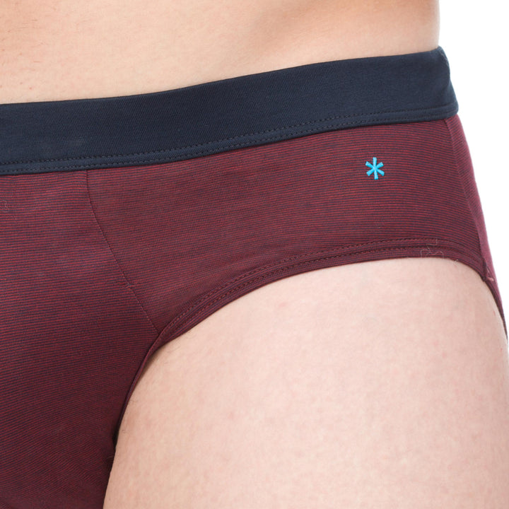 Briefs  - fil à fil burgundy waistband plain -