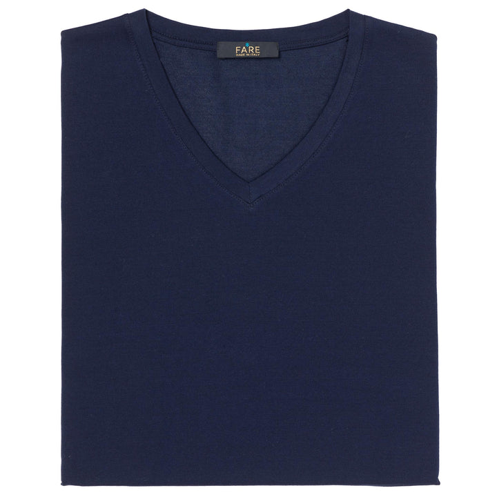T-Shirt Manica Corta Scollo V - blu -