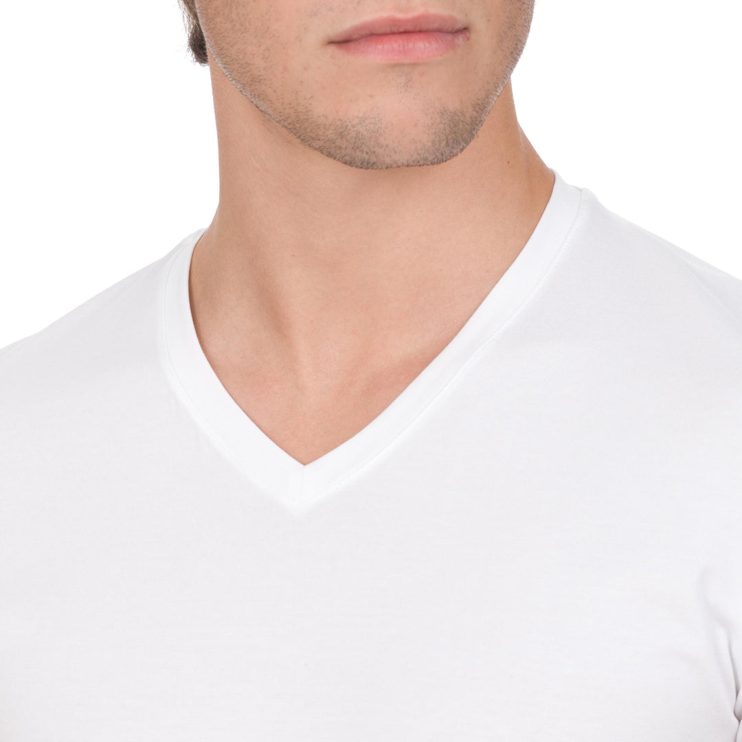 T-Shirt Manica Corta Scollo V - bianca -