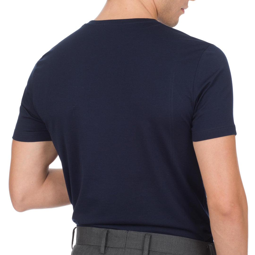 T-Shirt Manica Corta Scollo V - blu -