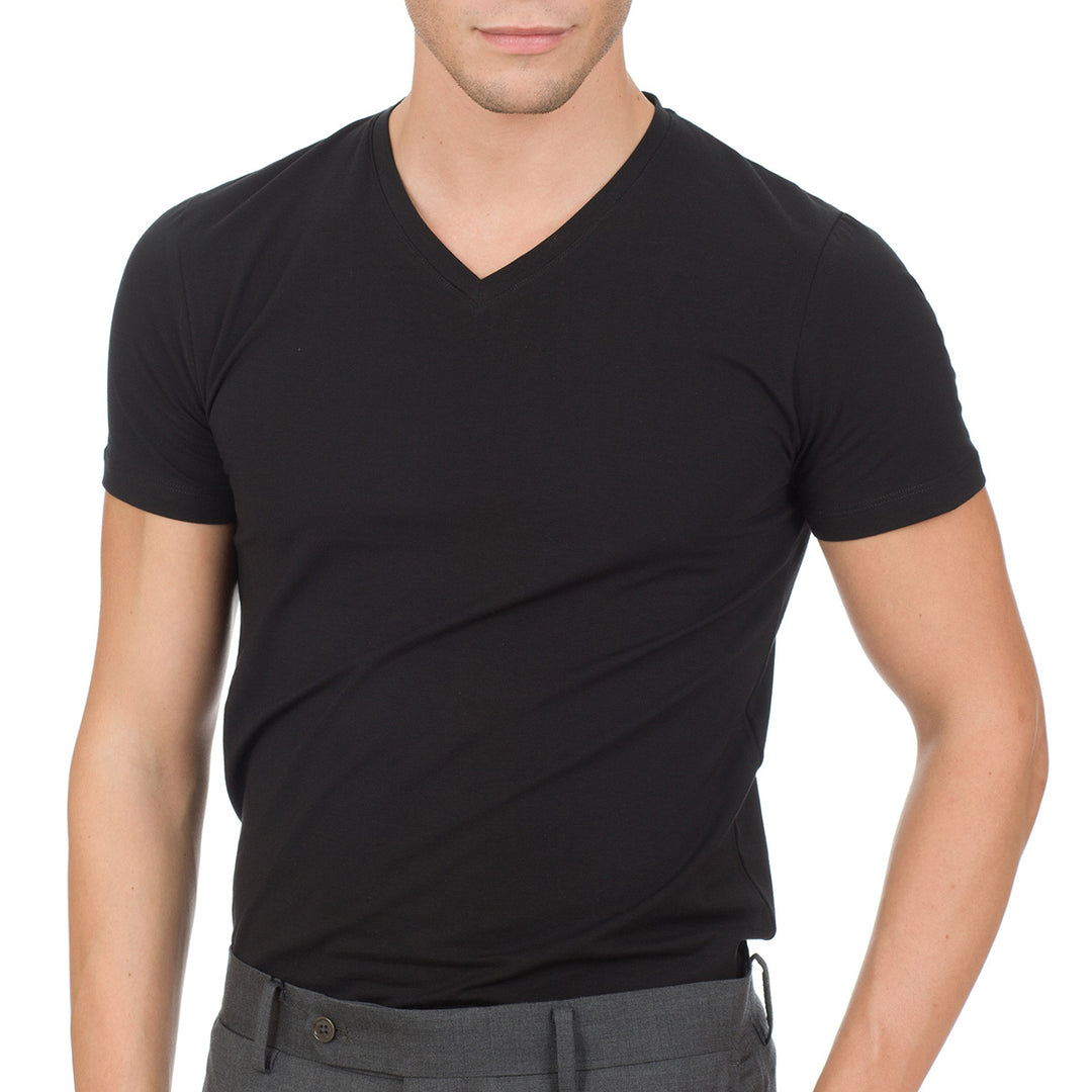 Q.tà 2 T-shirt scollo V -nero-