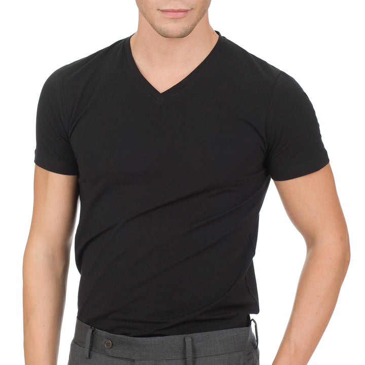 Q.tà 2 T-shirt scollo V -nero-