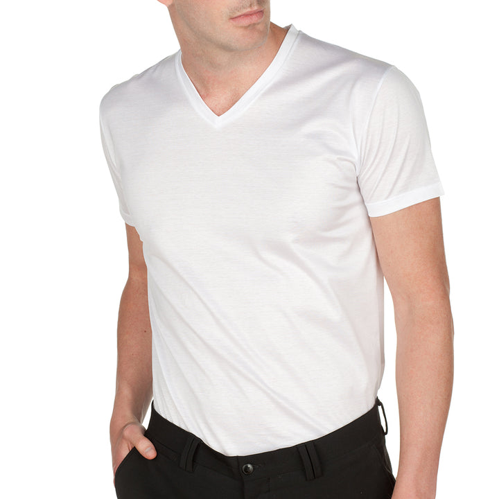 T-Shirt Manica Corta Scollo V - bianca -