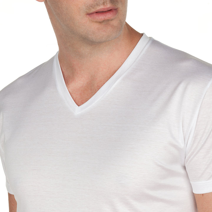 T-Shirt Manica Corta Scollo V - bianca -