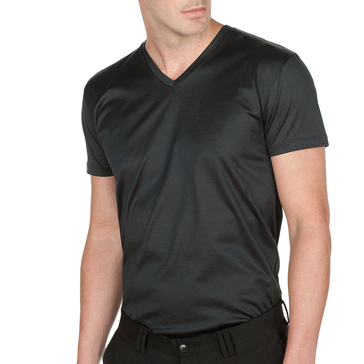 T-Shirt Manica Corta Scollo V - asfalto -