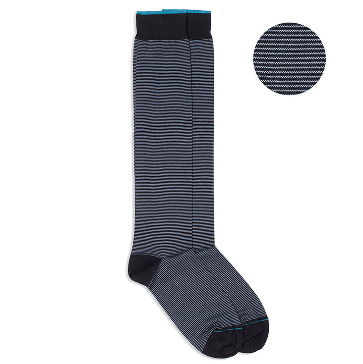 Calza Lunga - fil à fil Blu/Azzurro -