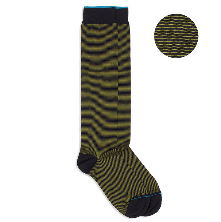 Calza Lunga - fil à fil Blu/Verde -