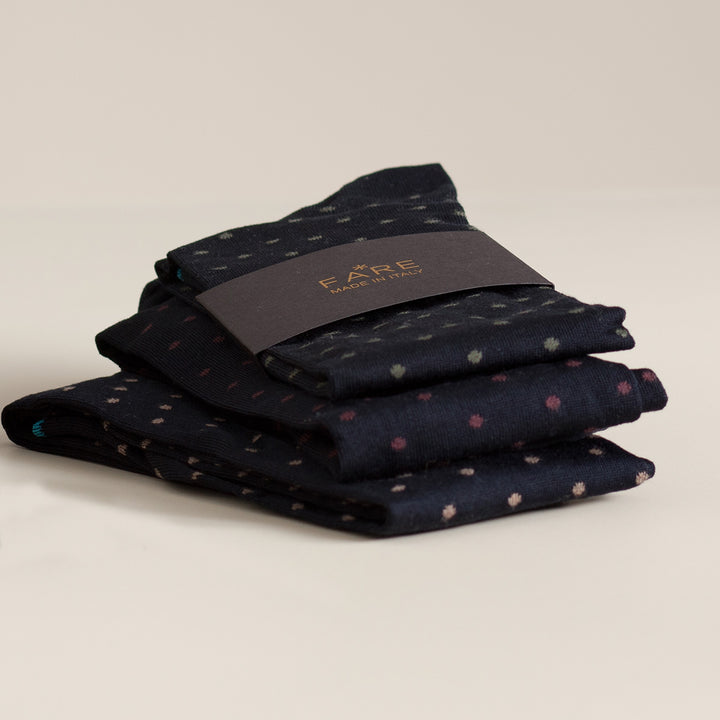 Kit 3 paia Calze Lunghe - Pois assortiti -