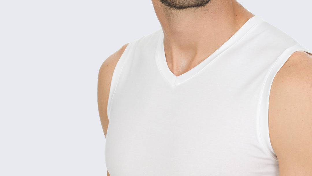 T-Shirt senza maniche scollata "V" elasticizzata