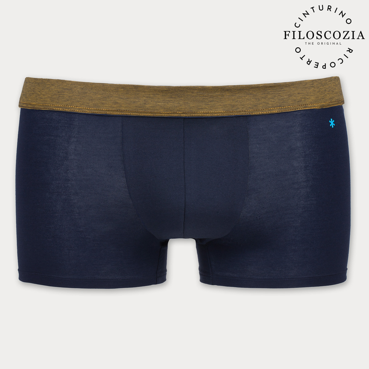Boxer - blu cinturino ocra -