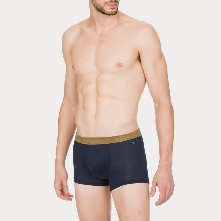 Boxer - blu cinturino ocra -