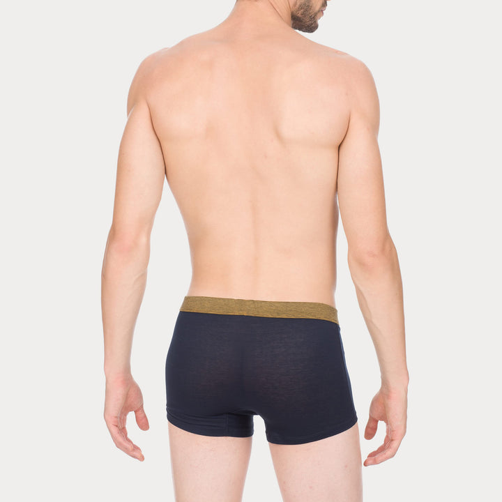 Boxer - blu cinturino ocra -