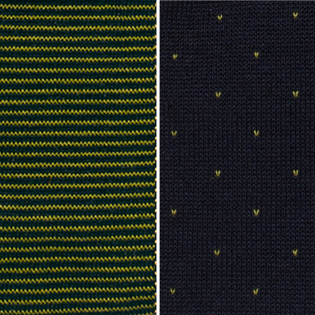 Set 2 paia Calze Corte - assortite pois/riga verde -