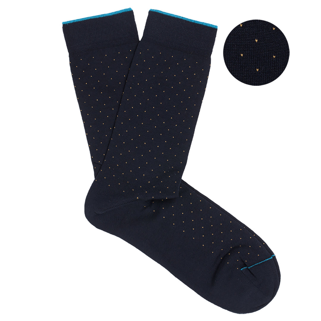 Short Socks in pinpoint  blue-yellow