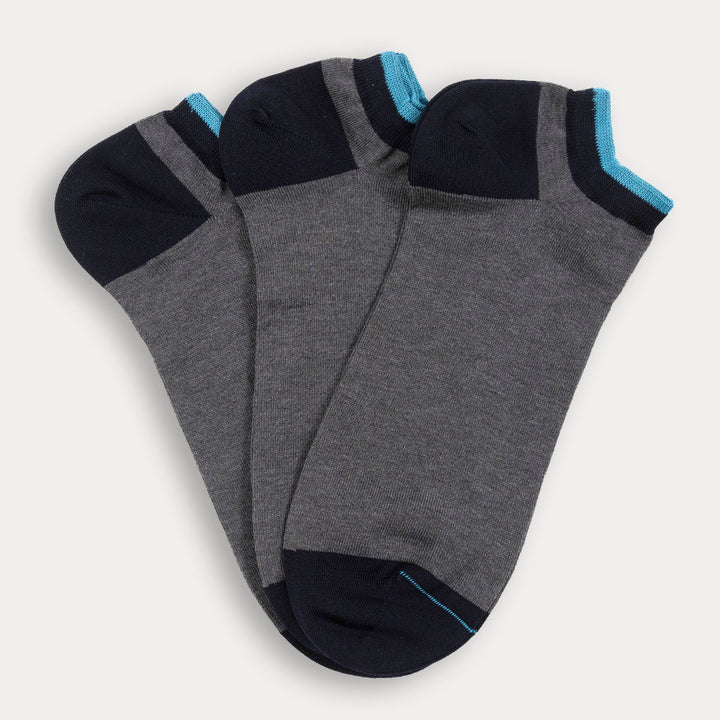 3- kit Filoscozia® Stretch Cotton Super Short Socks - gray melange -