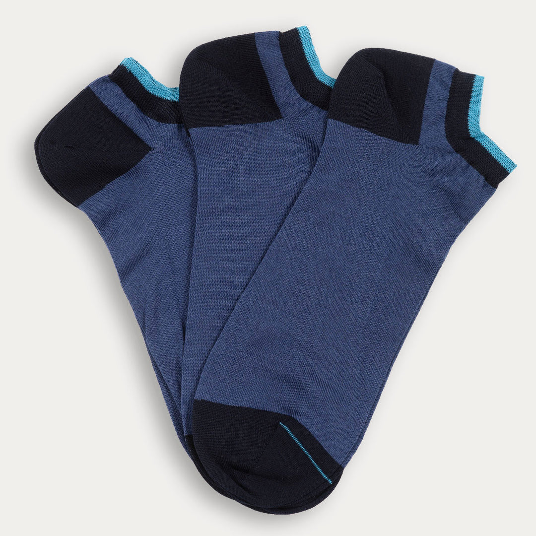 3- kit Filoscozia® Stretch Cotton Super Short Socks - jeans -