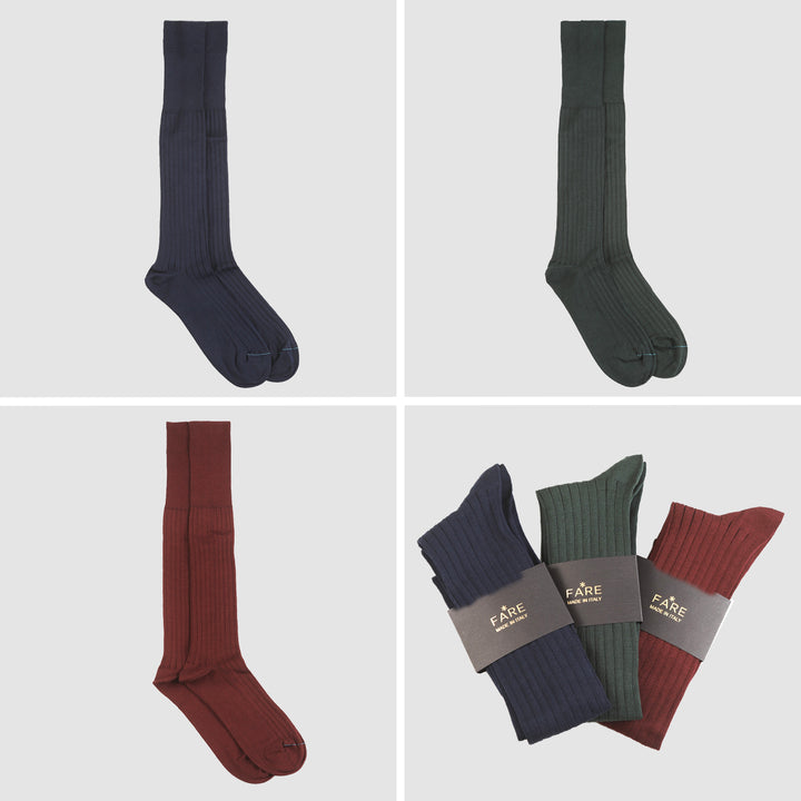 Kit 3 paia Calze Lunghe a coste - assortite 3 colori -