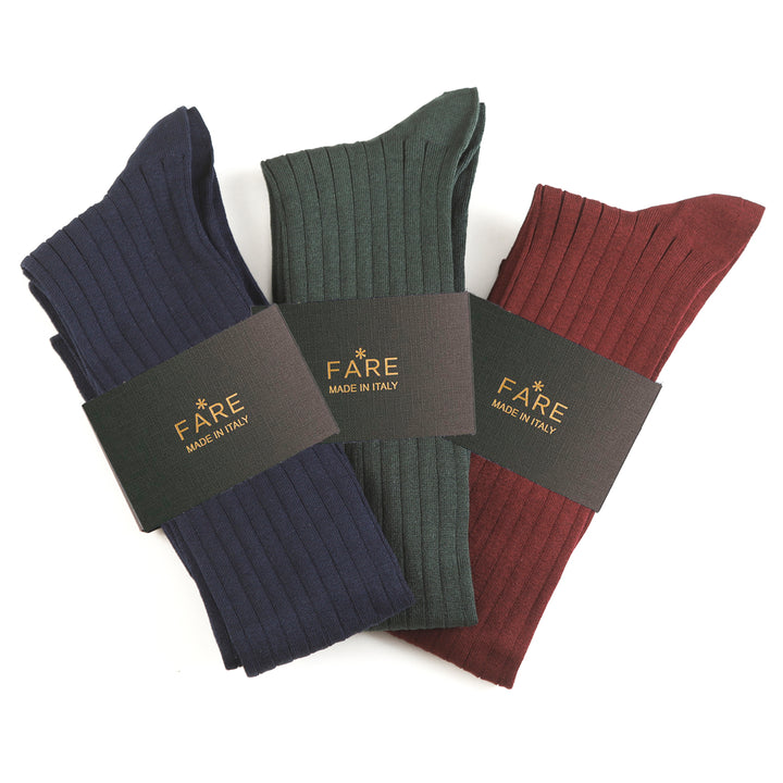 Kit 3 paia Calze Lunghe a coste - assortite 3 colori -