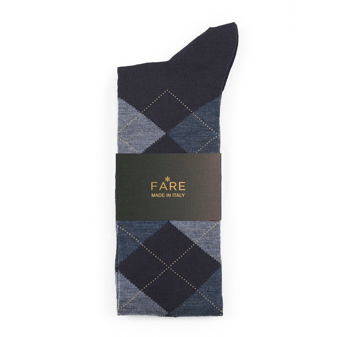 Long Sock - blue diamond -